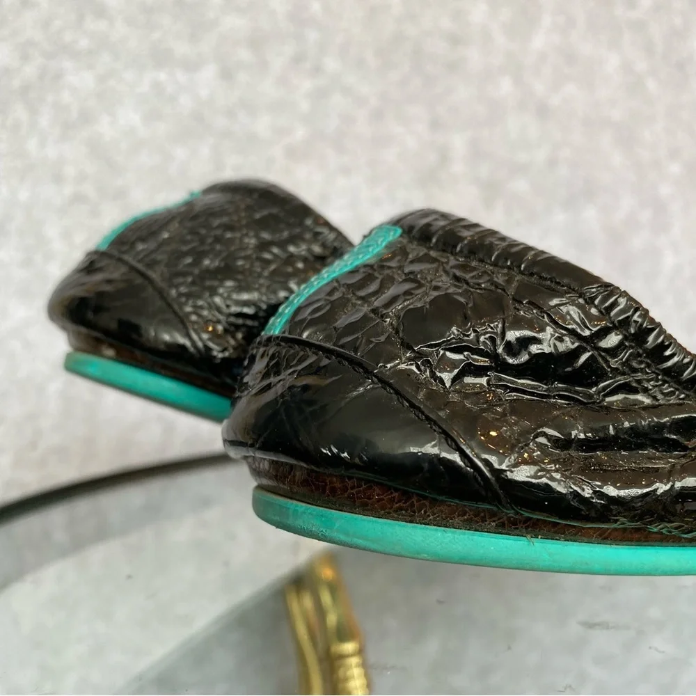 T22 Tieks by Gavrieli Obsidian Black embossed croc patent leather 9